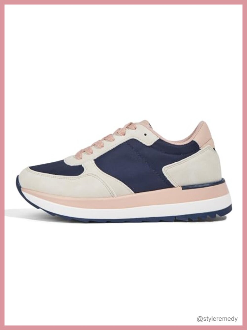 Vintage Platform Fashion Sneakers Colorblock Casual Lace-up Chunky Walking Shoes